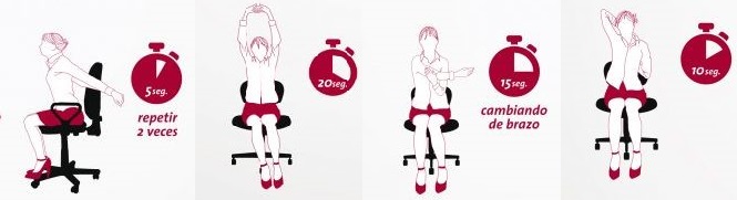 Imágenes de cuatro estiramientos de brazos